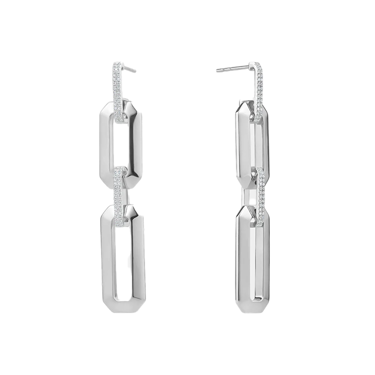 Chunky Diamond Link Drop Earrings - Armans Fine Jewellery