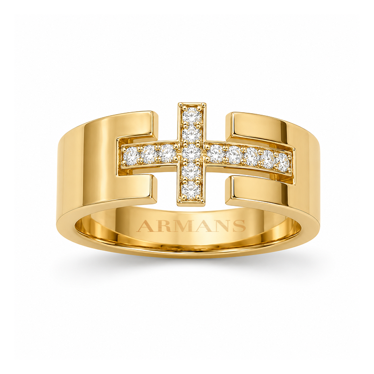 Diamond Cross Gold Ring