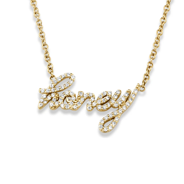 Cursive Pavé Diamond Name Necklace - Armans Fine Jewellery