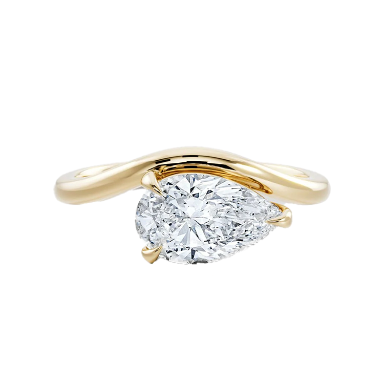 Curved Amara Pear Cut Lab Grown Diamond Engagement Ring Armans