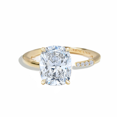 Gold cushion cut hot sale engagement rings