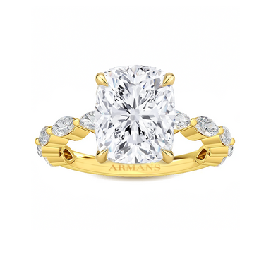 Evelina Cushion Marquise Side Stone Lab Grown Engagement Ring - Armans Fine Jewellery