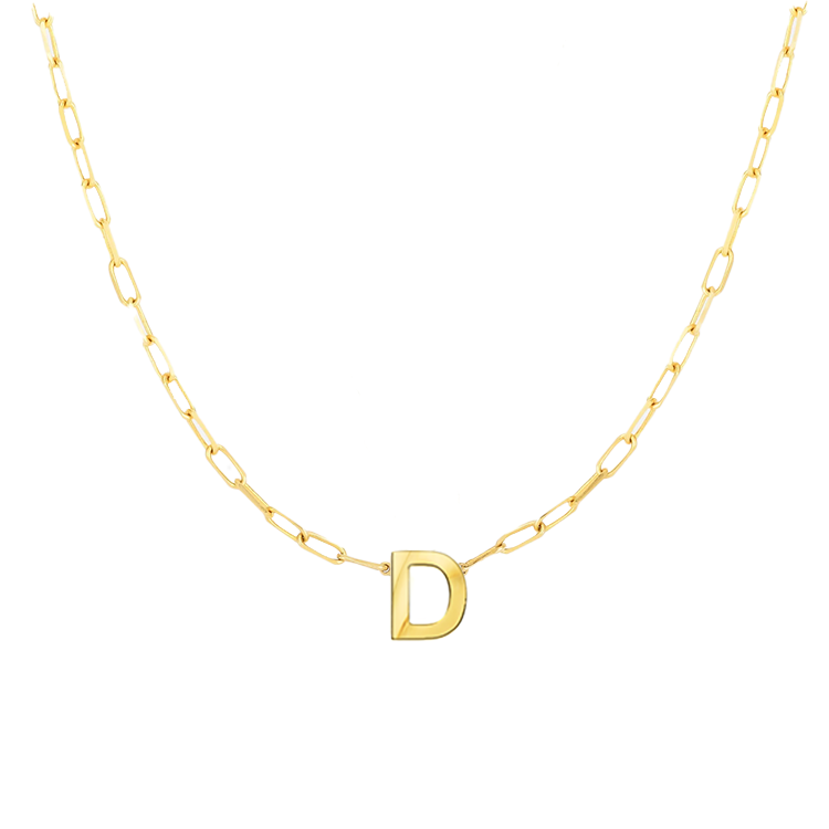 Block Letter Necklace with Paperclip Chain - Armans Fine Jewellery