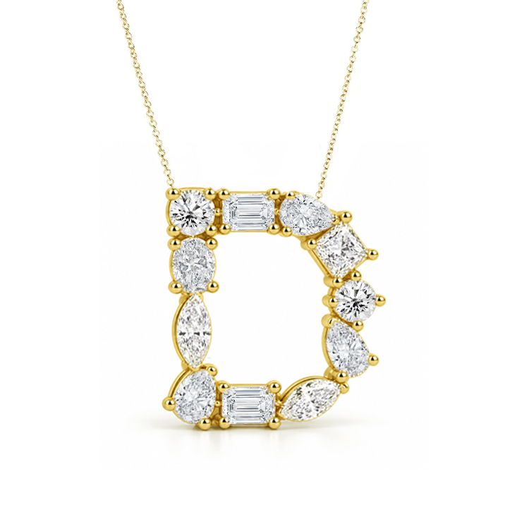 Multi Diamond Initial Necklace