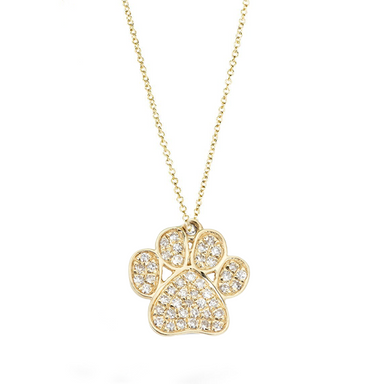 Diamond Studded Paw Print Necklace - Armans Fine Jewellery