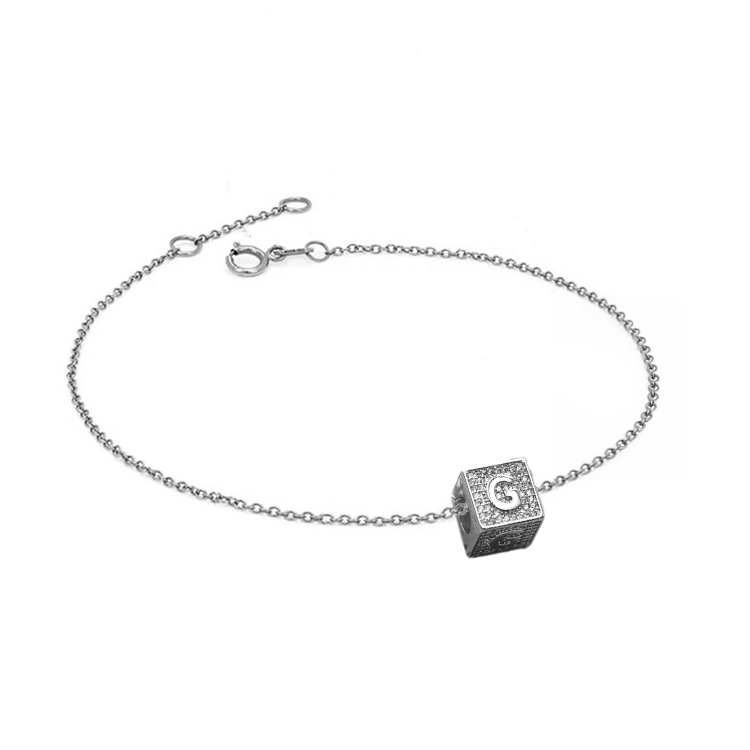 Diamond Block Charm Initial Bracelet - Armans Fine Jewellery