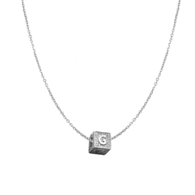 Diamond Block Charm Initial Necklace - Armans Fine Jewellery