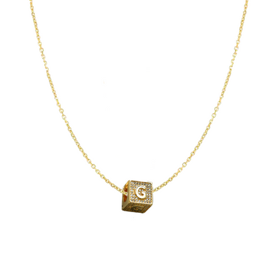 Diamond Block Charm Initial Necklace - Armans Fine Jewellery