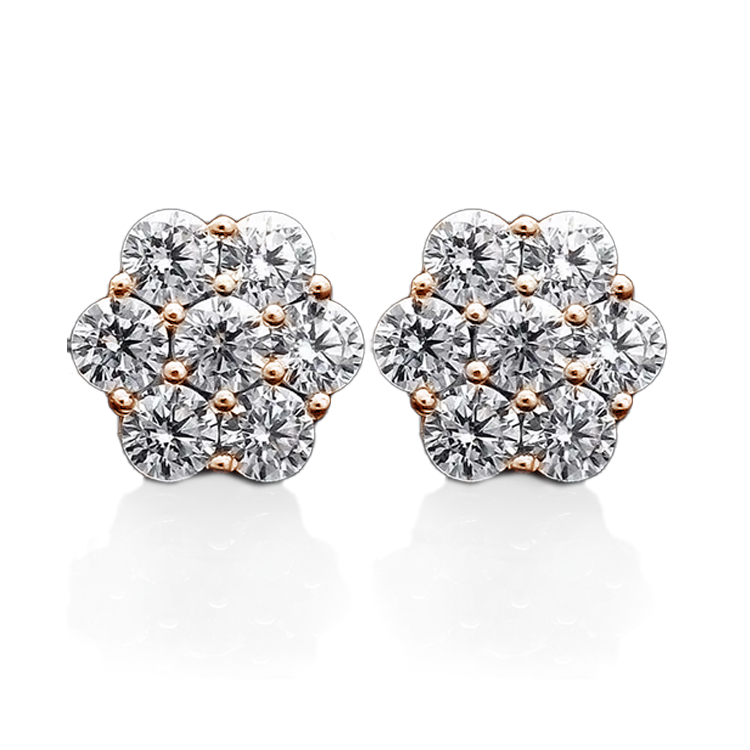 Diamond Cluster Studs - Armans Fine Jewellery