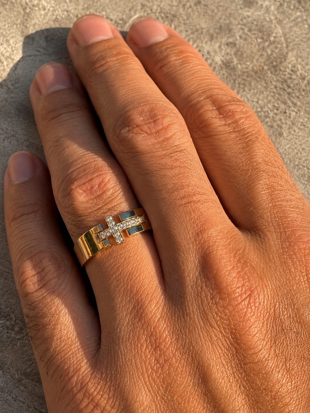Diamond Cross Gold Ring