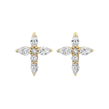 Diamond Cross Stud Earrings - Armans Fine Jewellery