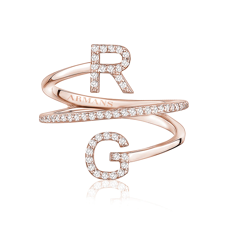 Diamond Doublet Initial Spiral Ring - Armans Fine Jewellery