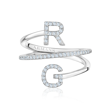 Diamond Doublet Initial Spiral Ring - Armans Fine Jewellery
