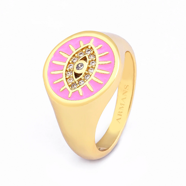 Diamond Evil Eye Enamel Signet Ring - Armans Fine Jewellery