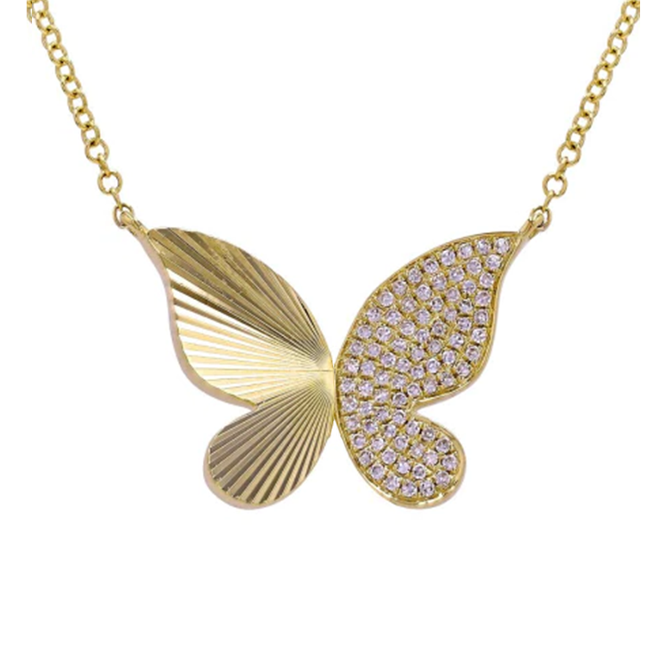 Diamond Fluted Butterfly Necklace - Armans Fine Jewellery