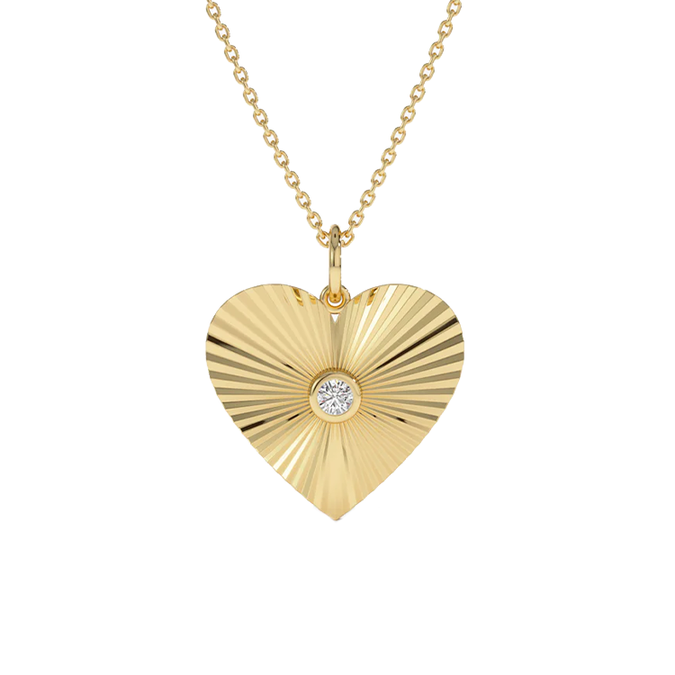 Diamond Fluted Heart Necklace - Armans Fine Jewellery