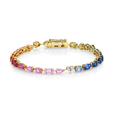 Diamond Heart Rainbow Tennis Bracelet - Armans Fine Jewellery