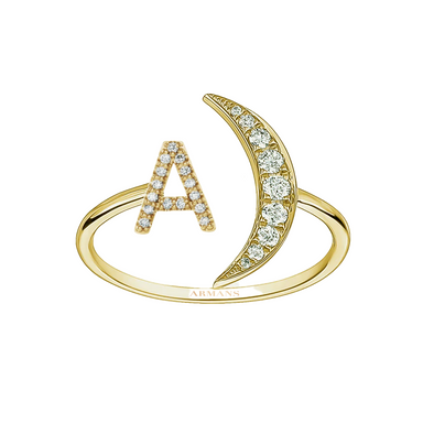 Diamond Initial Crescent Ring - Armans Fine Jewellery
