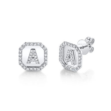 Diamond Initial Nameplate Earrings - Armans Fine Jewellery