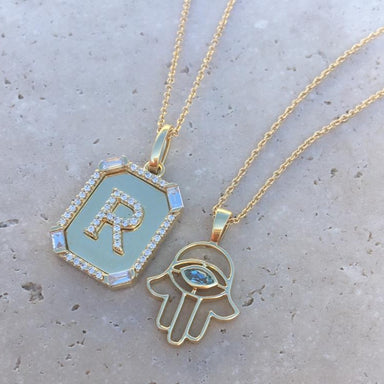 Diamond Initial Nameplate Necklace - Armans Fine Jewellery