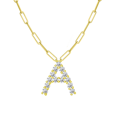Diamond Initial Pendant with Paperclip Chain - Armans Fine Jewellery
