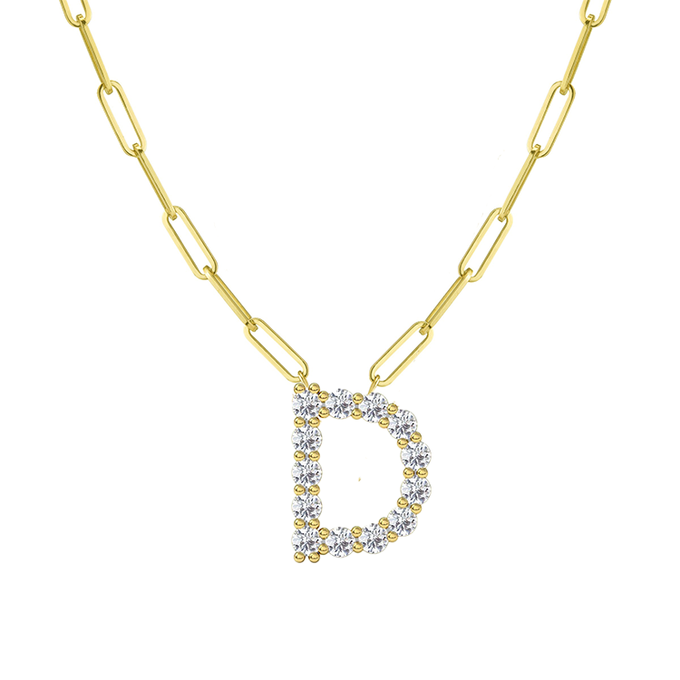 Diamond Initial Pendant with Paperclip Chain - Armans Fine Jewellery