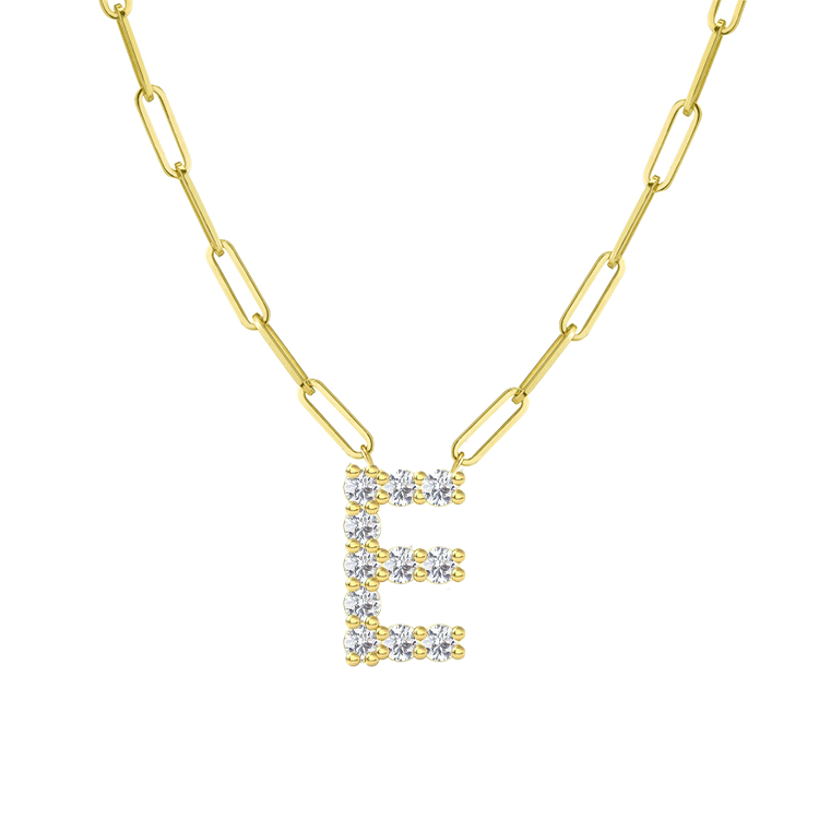 Diamond Initial Pendant with Paperclip Chain - Armans Fine Jewellery