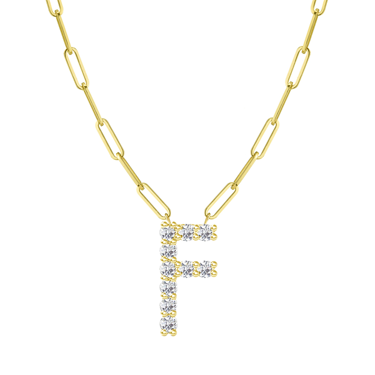 Diamond Initial Pendant with Paperclip Chain - Armans Fine Jewellery