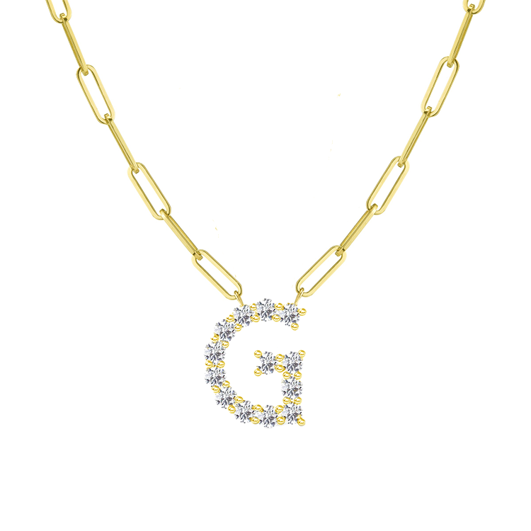 Diamond Initial Pendant with Paperclip Chain - Armans Fine Jewellery