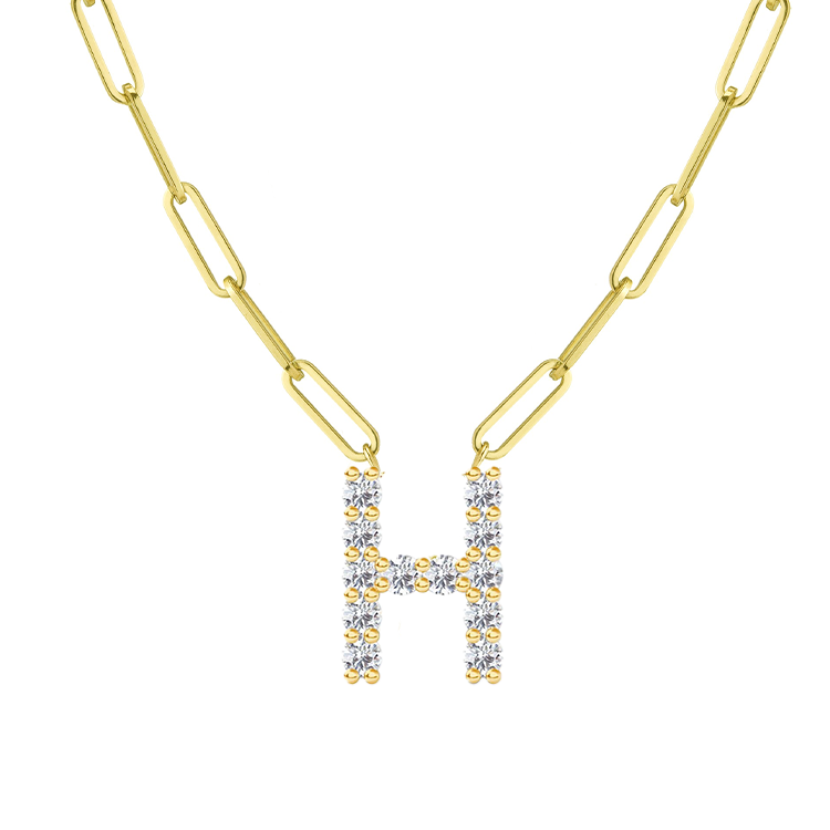 Diamond Initial Pendant with Paperclip Chain - Armans Fine Jewellery