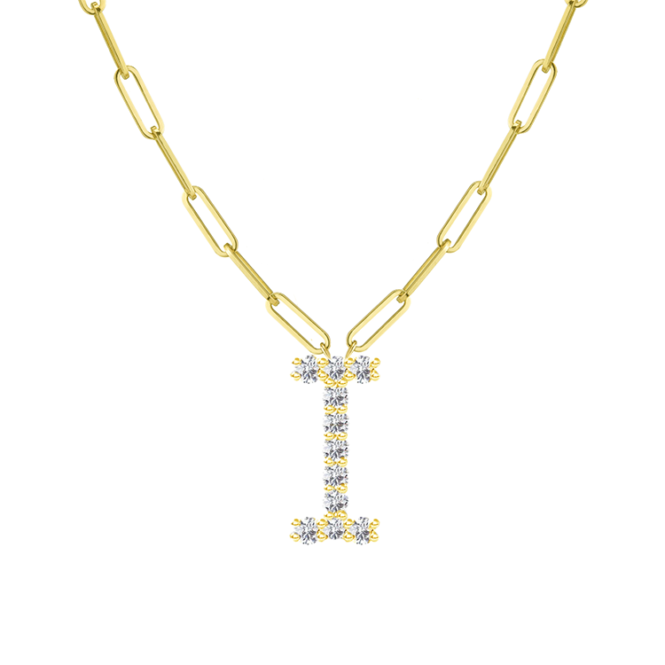 Diamond Initial Pendant with Paperclip Chain - Armans Fine Jewellery