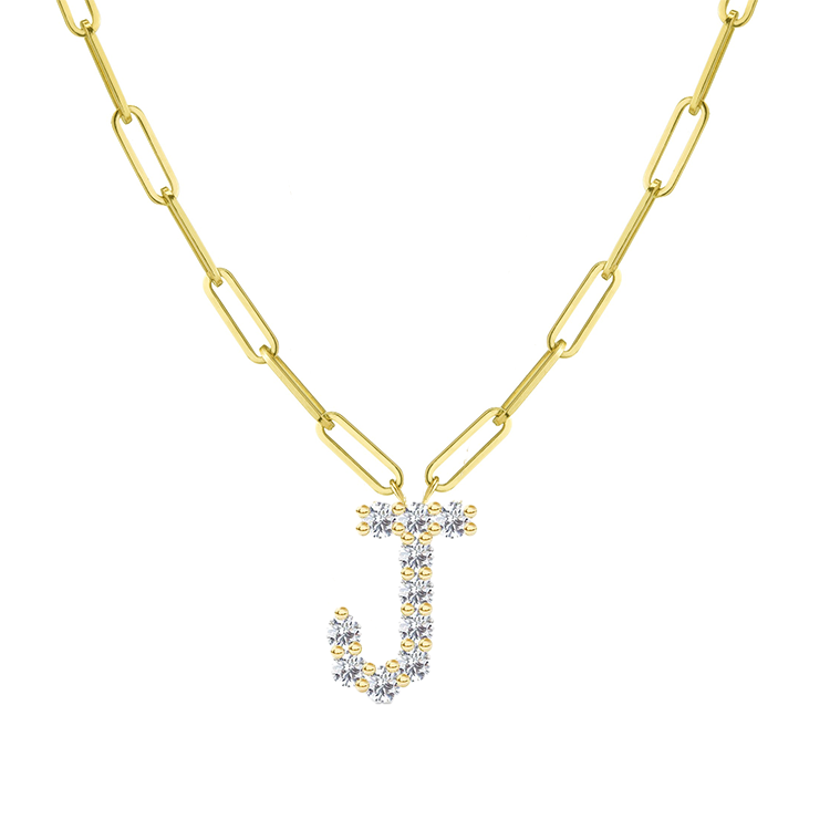 Diamond Initial Pendant with Paperclip Chain - Armans Fine Jewellery