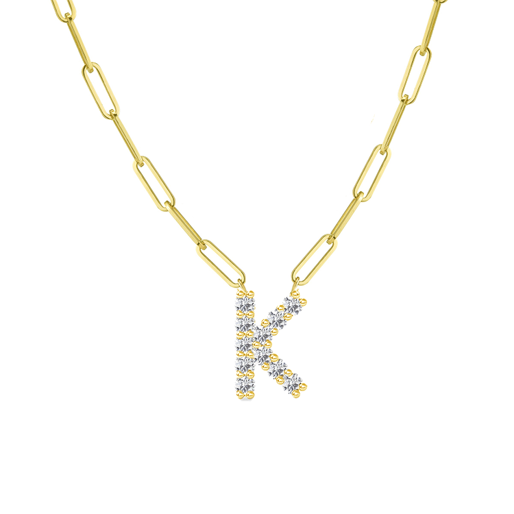 Diamond Initial Pendant with Paperclip Chain - Armans Fine Jewellery