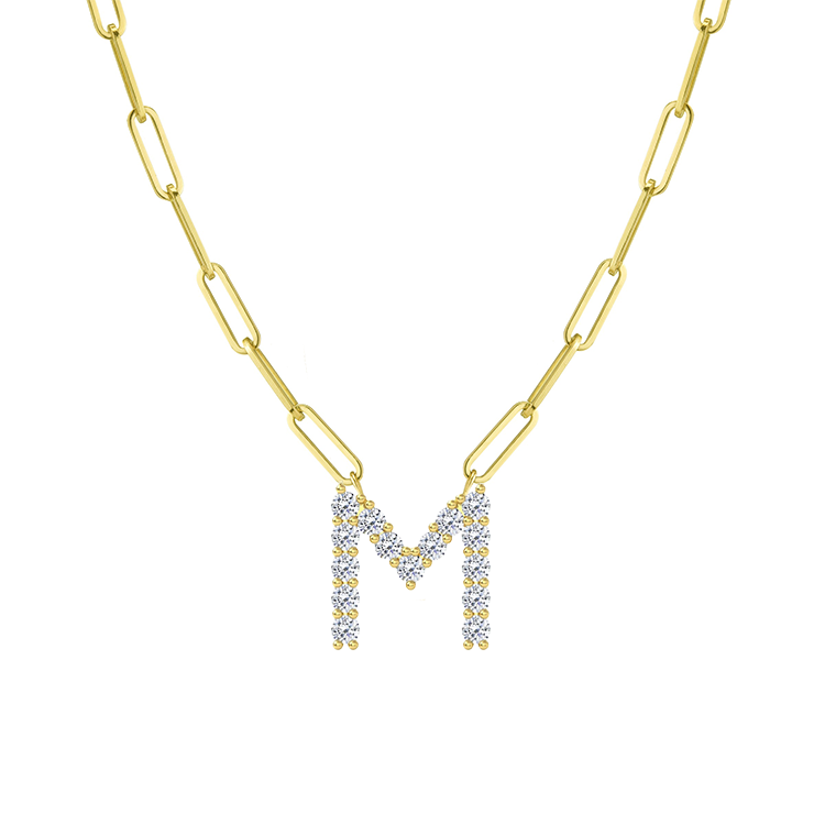 Diamond Initial Pendant with Paperclip Chain - Armans Fine Jewellery