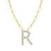 Diamond Initial Pendant with Paperclip Chain - Armans Fine Jewellery