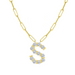 Diamond Initial Pendant with Paperclip Chain - Armans Fine Jewellery
