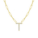 Diamond Initial Pendant with Paperclip Chain - Armans Fine Jewellery