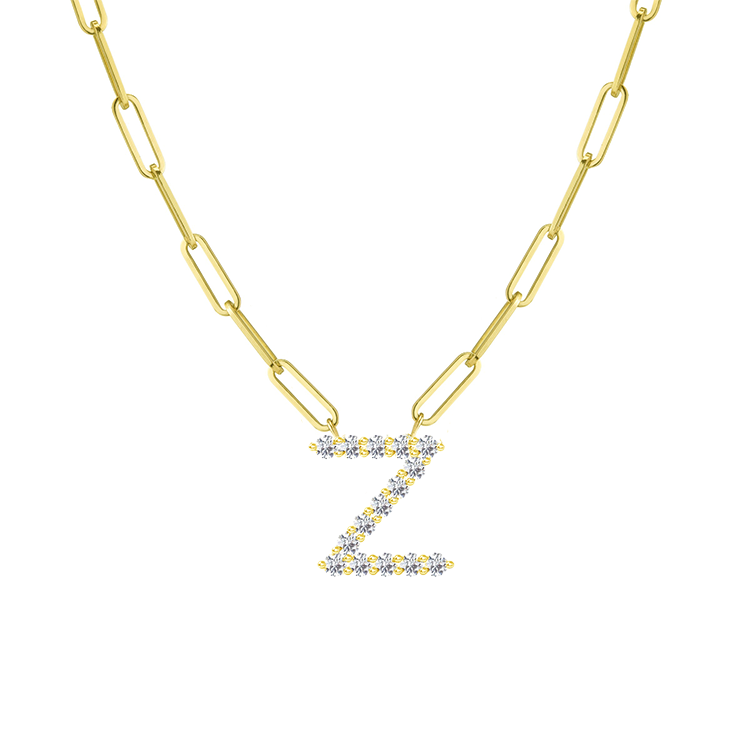 Diamond Initial Pendant with Paperclip Chain - Armans Fine Jewellery