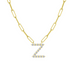 Diamond Initial Pendant with Paperclip Chain - Armans Fine Jewellery