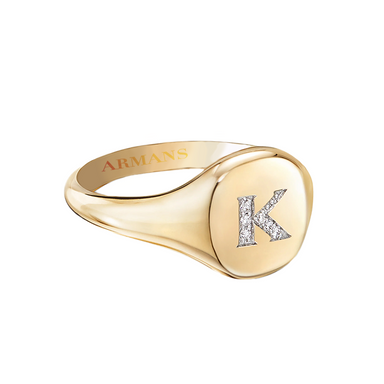 Diamond Initial Pinky Ring - Armans Fine Jewellery