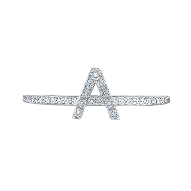 Diamond Initial Ring with Diamond Band - Armans Fine Jewellery