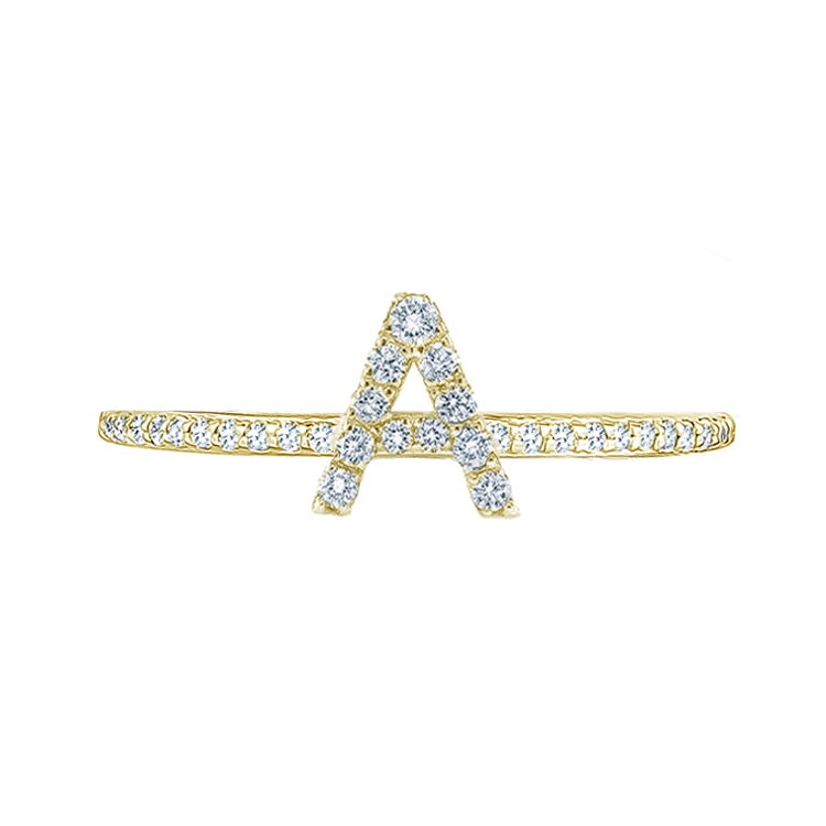 Diamond Initial Ring with Diamond Band - Armans Fine Jewellery