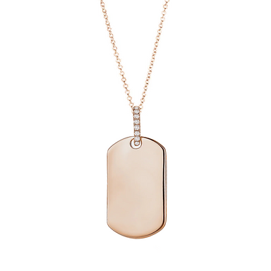 Diamond Link Dog Tag Necklace - Armans Fine Jewellery