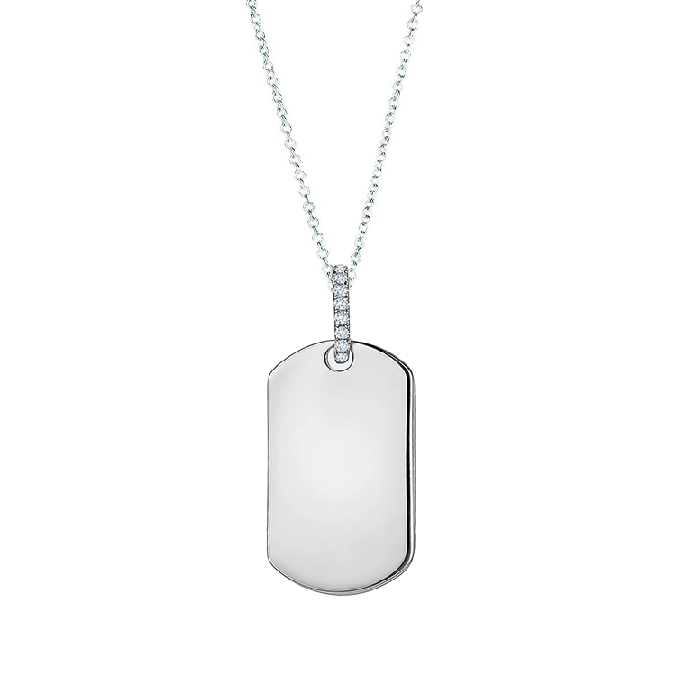 Diamond Link Dog Tag Necklace - Armans Fine Jewellery