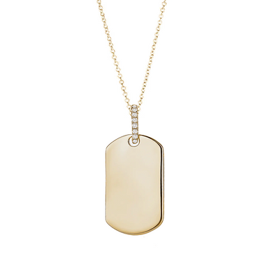 Diamond Link Dog Tag Necklace - Armans Fine Jewellery