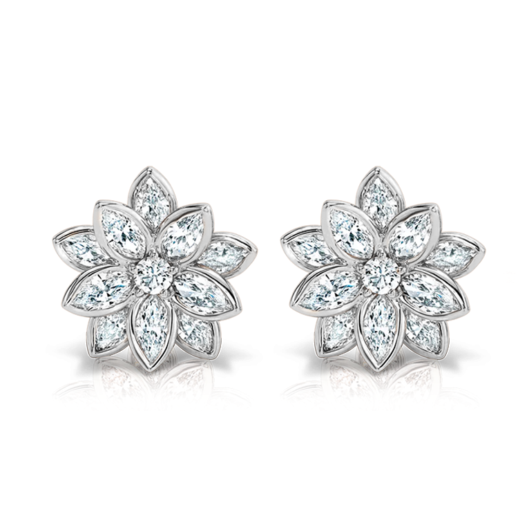 Diamond Lotus Flower Earrings - Armans Fine Jewellery