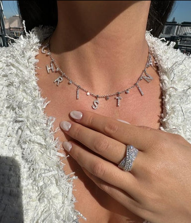 Diamond Name Necklace with Diamond Drops - Armans Fine Jewellery