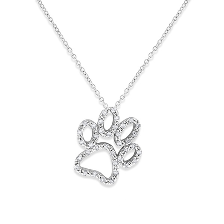 Diamond paw store print necklace