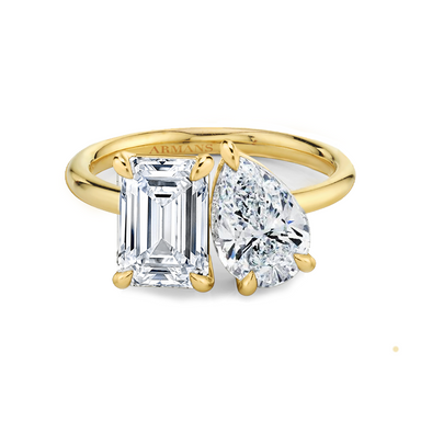 Diamond Pear and Emerald Twin Ring - Armans Fine Jewellery