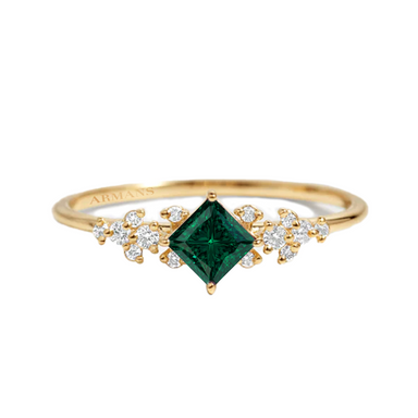 Diamond Petal Green Emerald Ring - Armans Fine Jewellery